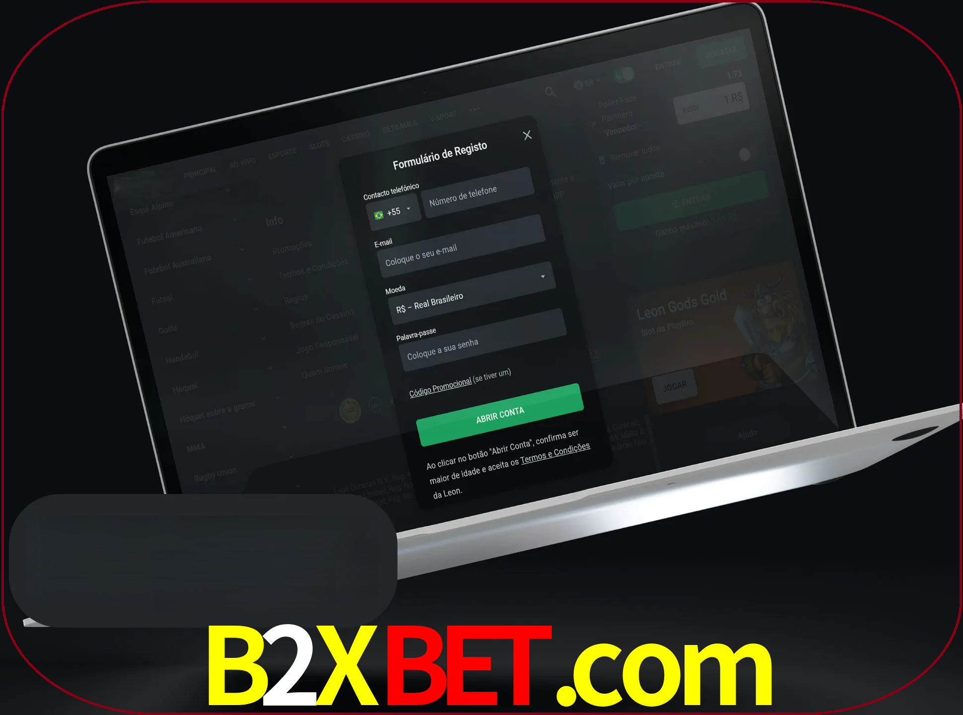 Abra o site da LeonBet e crie sua própria conta.